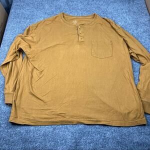 Casual Men's Long Sleeve Henley Shirt - Tan